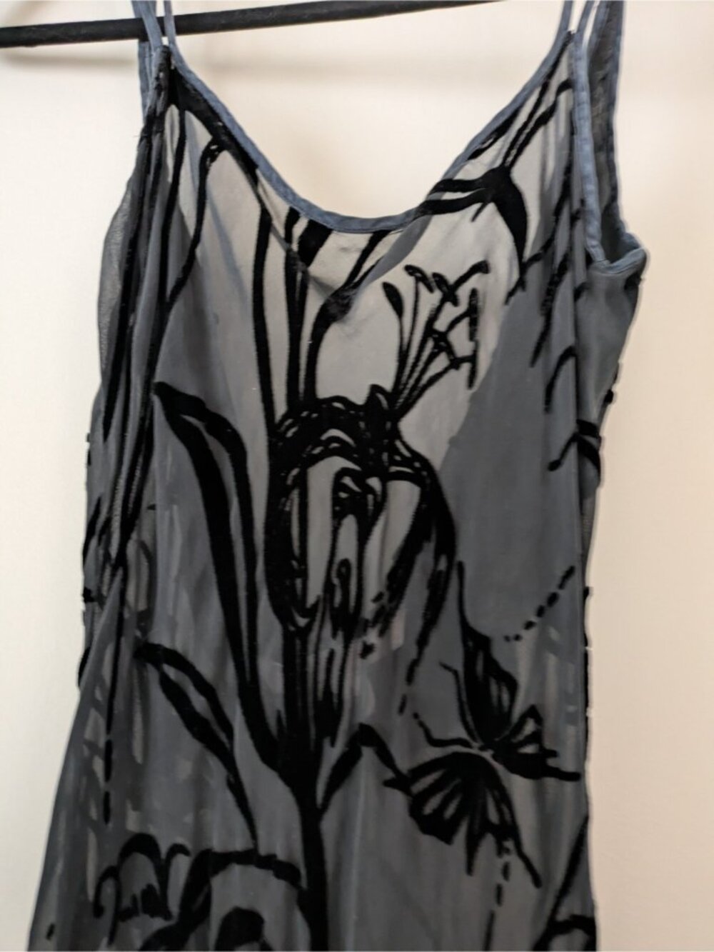 Victoria's Secret Slip Silk Blend Nightgown Dress Black S Sheer Burnout Y2K Goth - Picture 3 of 8